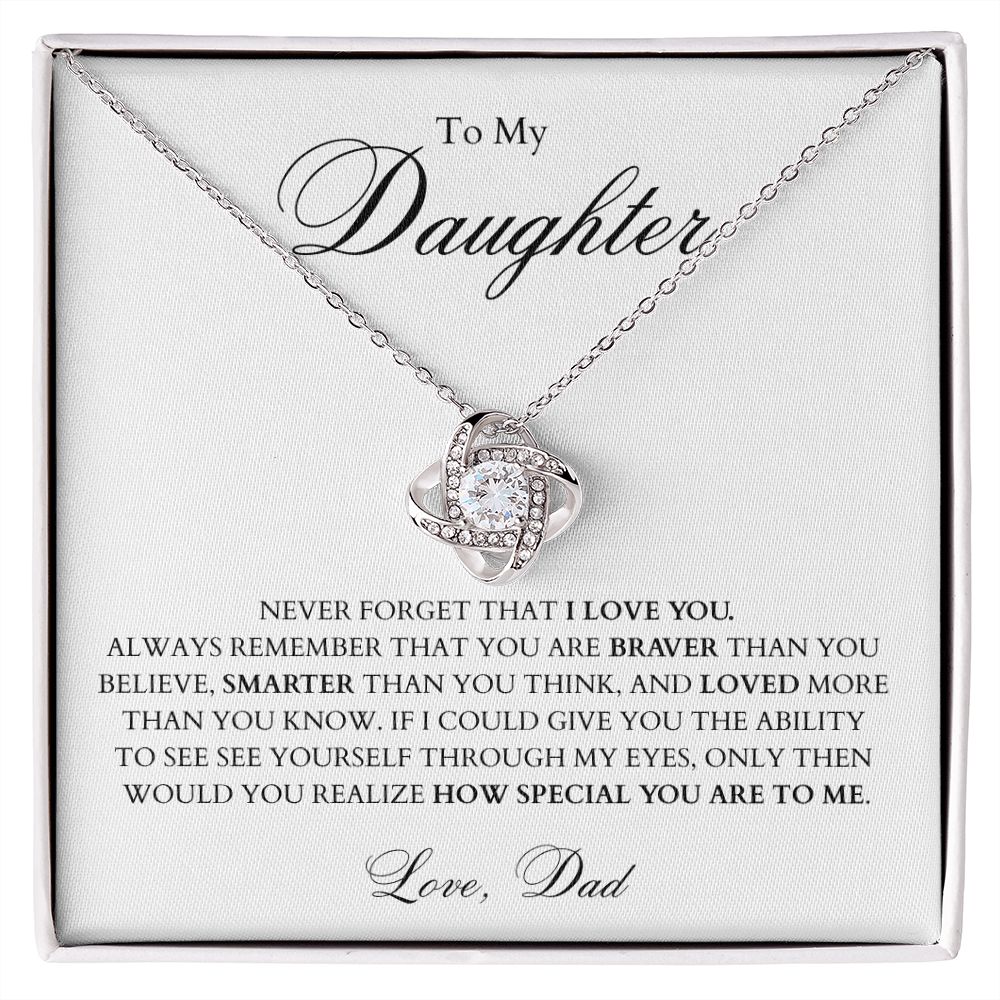 TO MY DAUGHTER - I LOVE YOU - LOVE KNOT NECKLACE  FROM DAD